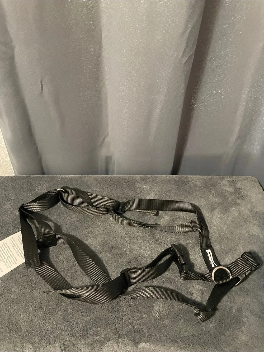 Adjustable Black Nylon Dog Harness with Quick-Release Buckles